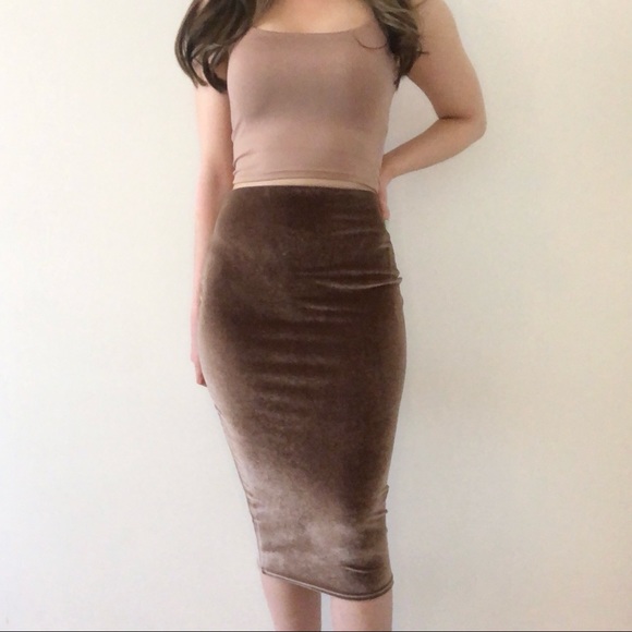 Velour Midi Skirt - Picture 1 of 4